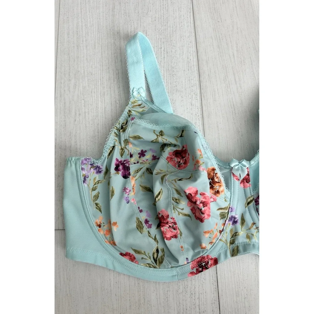 Goddess Kayla Banded Underwire Bra Sz 44G Blue Floral‎ Colorful